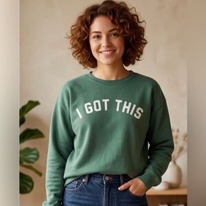 Urban Nation Emerald Green Crewneck Sweatshirt Medium Gorpcore Indie Pullover